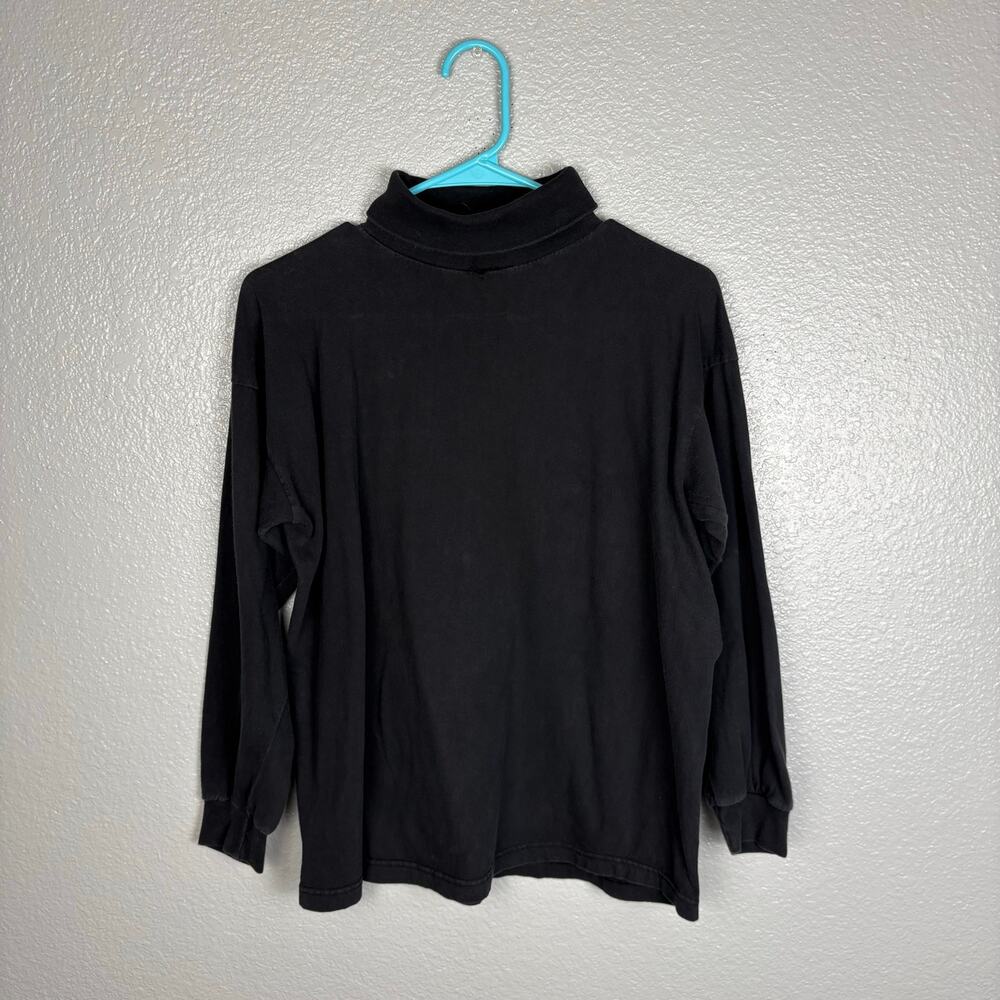 Amna Size Large Black Long Sleeve Turtleneck Shirt Top Basic Layerable Casual
